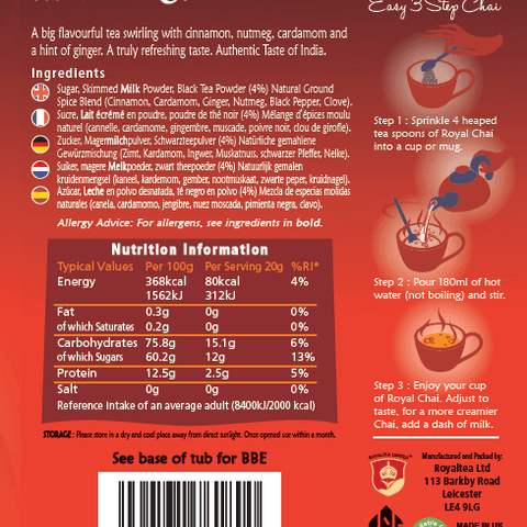 Royal Chai Masala Tub 400g